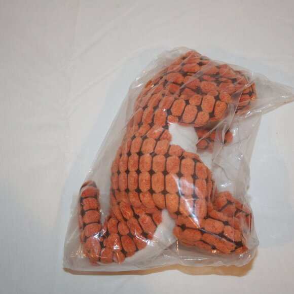 SOYATER Dino Dog Stuffed Plush Squeaky Toy Orange Dinosaur NEW 8" - Picture 7 of 8